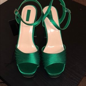 Fashion Light Green White Women Sandals High Heels Jeans Lace Concise Classic Buckle Ankle Strap 